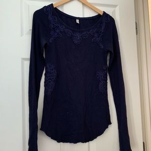 Free People Long-Sleeved Embroidered Shirt